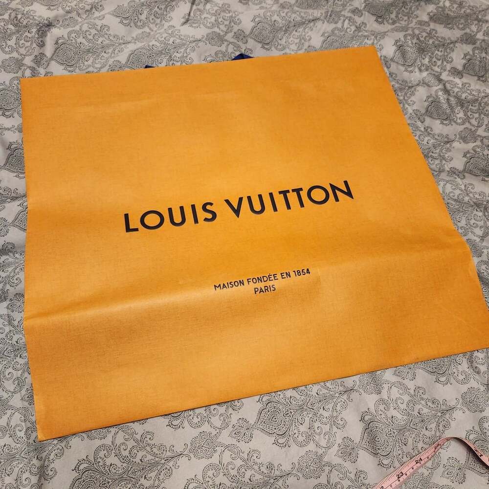 Louis Vuitton Orange Shopping Gift Paper Bag With Blue Handles